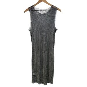 Haute Monde Rhinestone Sheer Mesh Tank Dress